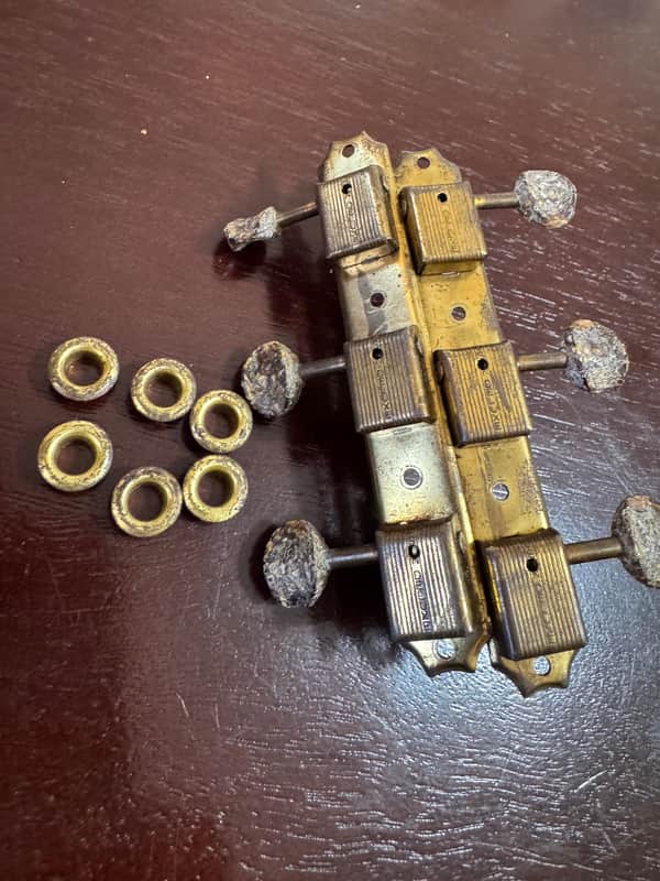 Vintage 1959 Kluson Single Line 3 in a Row Tuners Gold 1957 1958 1960 1961 image 1