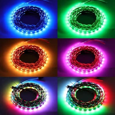 Individually Addressable Rgb Led Strip 16.4Ft 5050Smd Smart Flexible Dream Full Color 60Pixels/M Black Pcb Light Ip65 Waterproof Dc5V (Black Pcb, 16.4Ft 300Leds Ip65) image 5