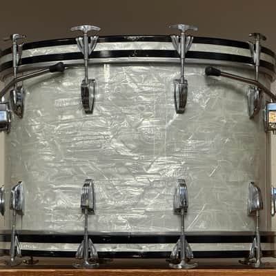 1960's Ludwig 22" White Marine Pearl 14x22 Virgin Bass Drum image 6