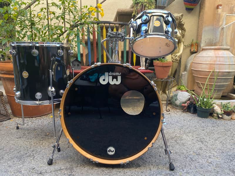 DW Collector's All Maple Shells Drum Kit 3 pc Piano Black 22/16/12 image 1