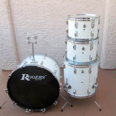 Rogers Vintage Londoner Drum Set Fullerton  White Swivomatic Script 22,12,13,16 READ image 17