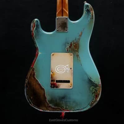 Fender Stratocaster 60th  Anniversary Daphne Blue Heavy Aged Relic by East Gloves Customs image 15