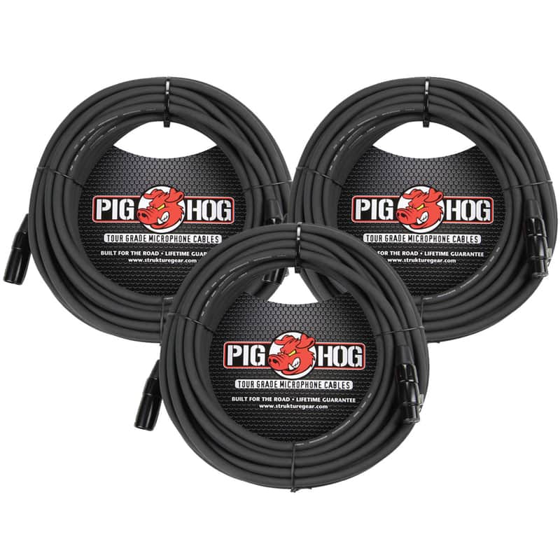 3 Pack Pig Hog PHM50 XLR High Performance 8mm Microphone Cable, 50 Ft - NEW image 1