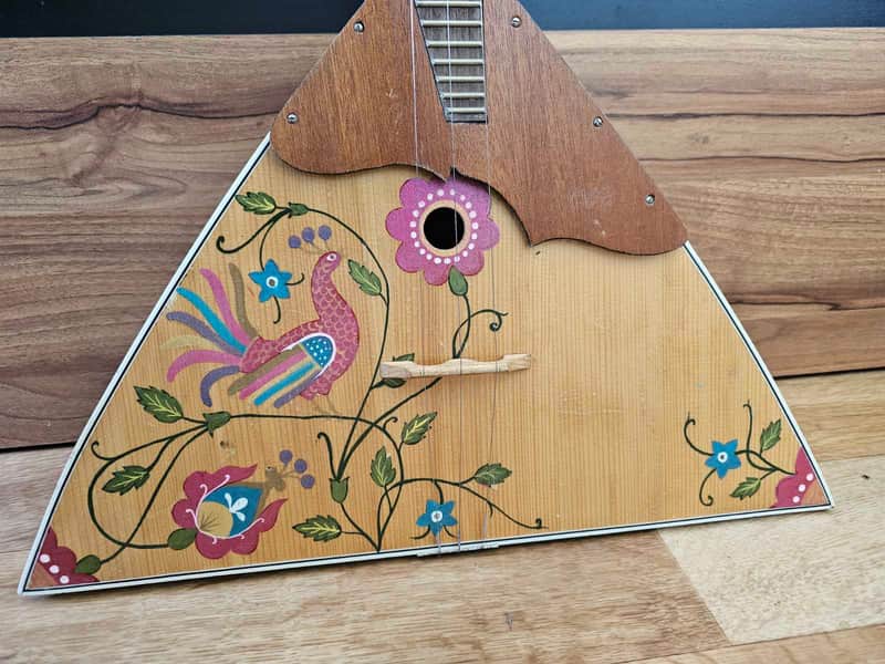 Balalayka Folk Instrument Hand Painted Flowers Balalaika 3 String image 1