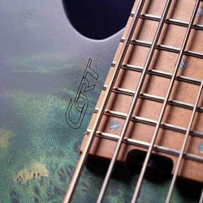 Cort SPACE5SDG Artisan Series Space 5 Poplar Burl Top Soft Maple Body 7pcs Roasted Maple, Walnut, Purple Heart & Maple Neck 5-String Bass Guitar w/Gig Bag image 12