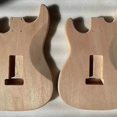 Mahogany Wood Stratocaster Strat Style Guitar Body with Tiger Maple Top image 4