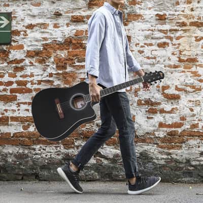 WINZZ 41 Inches Acoustic Cutaway Guitar Package for Beginners Students Kids - Black image 6