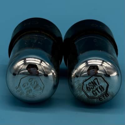 1950s Sylvania 6SN7GTB x2 Vintage Matched Pair Chrome Top Black Plate Tubes!T291 image 4