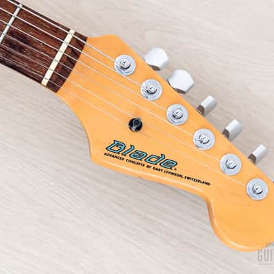 1992 Levinson Blade Texas Blue S-Style Guitar SSS Clear Blue, Japan image 4