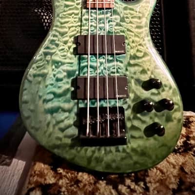 Dean Q4 Edge Quilted Maple 4-String Bass 2008 Teal Green Gloss image 1