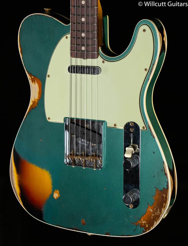Fender Custom Shop LTD 1960 Telecaster Custom Heavy Relic Aged Sherwood Green/3-Tone Sunburst - CZ560407-7.25 lbs image 1