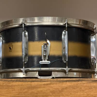 1940's WFL 7"x14" Black & Gold Duco Zephyr Lug Snare Drum image 3