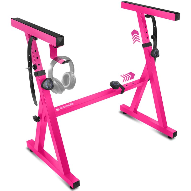 Liquid Stands Piano Keyboard Stand - Z Style Adjustable Digital Piano Stand - Fits 54-88 Key Electric Piano Stand (Pink) imagen 1