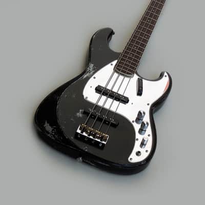 Black/Silver Heavy Relic Precision Style PS Electric Bass Guitar By Burretone Guitars image 9
