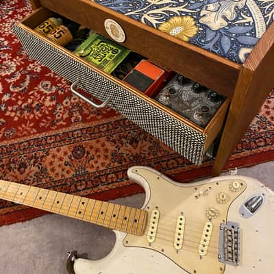 Heavy Seas Amp Riser/ Pedalboard storage for studio - Golden Ash / Sea Weed Morris Fabric image 11