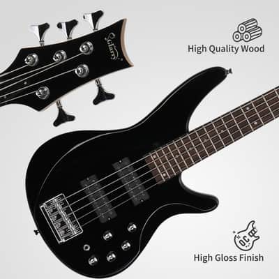 Glarry GIB 5 String Bass Guitar Full Size Open-coil HH Pickup Black + 20W Amplifier image 4