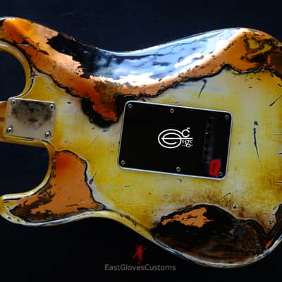 Fender Stratocaster Yellow/Copper Hot Lava Super Heavy Aged Relic by East Gloves Customs image 15