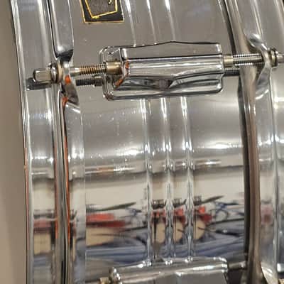Pearl Stewart Copeland Chrome over brass model B4214 10 lug snare drum 1970s - Chrome image 2