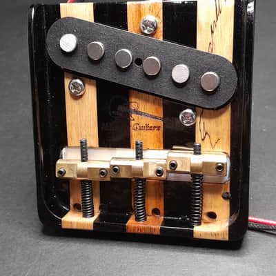 Hillbilly Guitars Custom Black Ebony & Flame Maple Telecaster Bridge w Brass Comp Saddles image 5