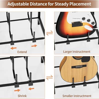 Rustic Brown 3-Tier Guitar Stand for Acoustic Guitars, Electric, Bass Studio Cabinet image 6