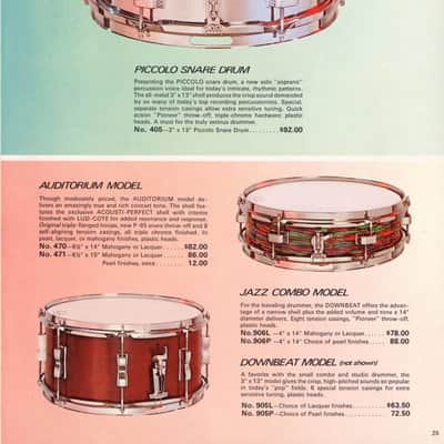 *Ludwig 3x13" #405 Jazz Combo Piccolo Snare Drum Soprano Vintage 70s Blue/Olive* image 10