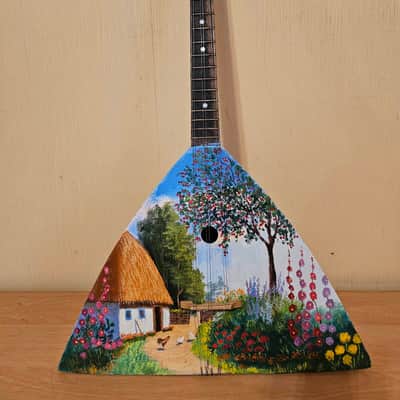 Balalayka Folk Instrument Hand Painted Ukrainian 6 String Village Balalaika image 2