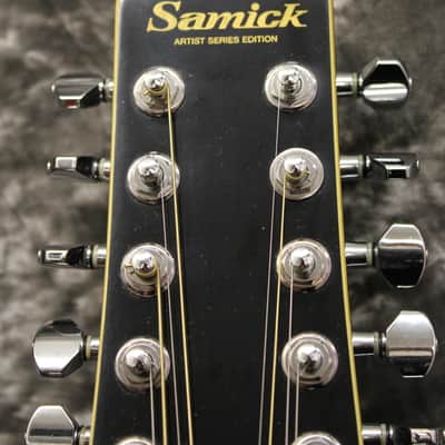1999 Samick Artist Nightingale SW-260 12 String Black Dreadnought Acoustic Guitar image 7
