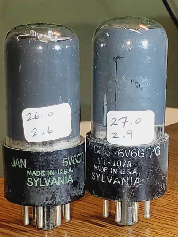 JAN CHS 6V6GT/G Sylvania Matched Pair MaxiMatcher2 tested (2)tube lot image 1
