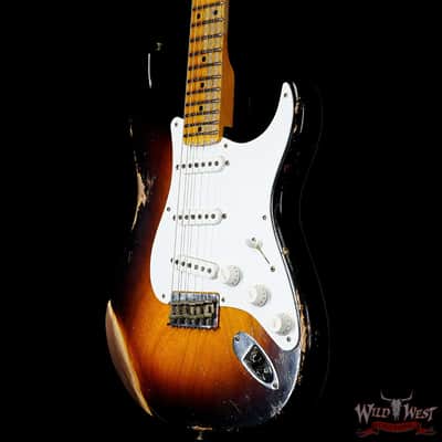 Fender Custom Shop Limited Edition 70th Anniversary 1954 Stratocaster Hardtail Heavy Relic Wide Fade 2 Tone Sunburst 6.90 LBS image 2