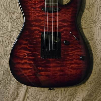 Warmoth Modern Tele Late 2010s - Deep Red Clear Gloss finish with Black Burst edges and black back. image 1