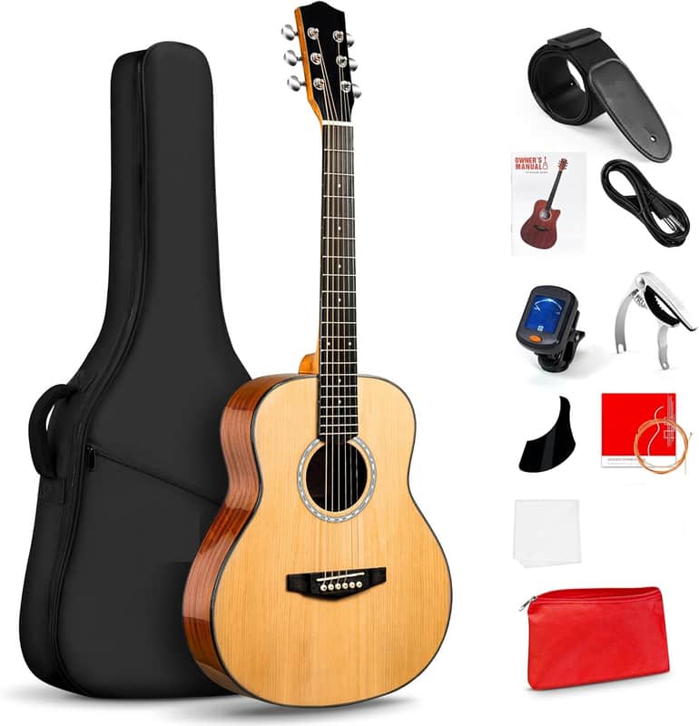 3/4 Steel-String Acoustic Guitar, 36 Inch Acustica Guitarra Starter Bundle with Gig Bag Tuner Capo for Beginner Adult Teen, Natural image 1