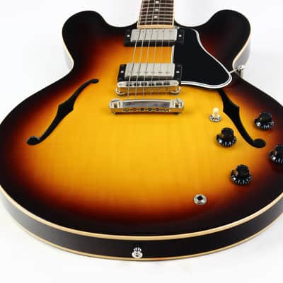 2013 Gibson Memphis ES-335 Dot Neck Sunburst Plain Top Semi Hollow Guitar w Original Case image 16