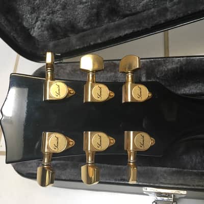 Samick  les paul custom   1987 Black  very rare the samick lawsuit headstock image 4