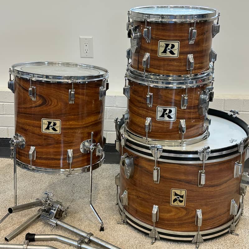 Vintage Rogers Londoner KOA "Big R" 4-Piece Shell Pack 13/14/16/22 Memriloc image 1