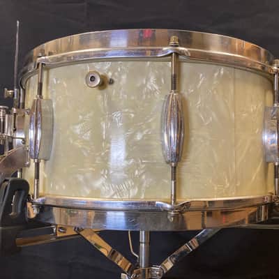 Slingerland - 1930s, 6.5x14" Gene Krupa No. 111, Radio King Snare Drum. White Marine Pearl image 9