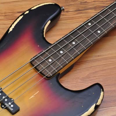 Vintage VJ74 Icon Fretless Bass - Sunset Sunburst image 11