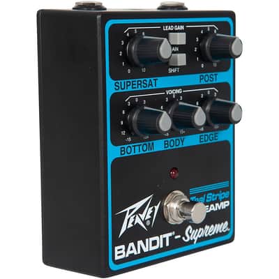 Peavey Bandit Supreme Teal Stripe Preamp Pedal Regular Black and Teal image 2