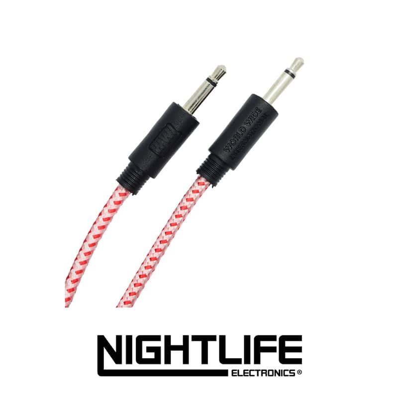WWI 3.5mm Braided Patch Cable 5/pk - 10cm - Red/White/Pink image 1