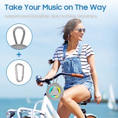 Portable Waterproof Bluetooth Speaker with RGB Lights, Floating Design, Built-In Microphone, 24-Hour Playtime & TWS Stereo for Shower, Pool, Beach and Outdoor Use image 3