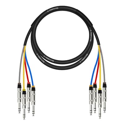 Pro 4-Channel TRS Cable, 6 Ft Snake Cord, TRS Patch Wire, Balanced 1/4-Inch Cable, Color-Coded, 4-in-1 Design, 1/4" Audio Cord w/24 AWG OFC Copper (PCBL-QR4IN1-6) image 1