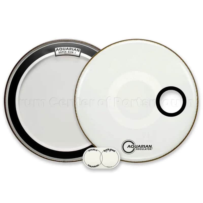 Aquarian Super Kick I Clear/Regulator White Bass Drumhead Pack 24" image 1