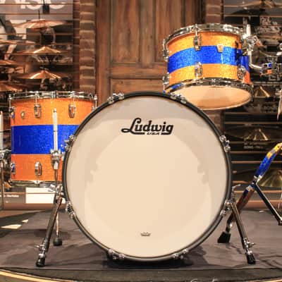Ludwig Classic Maple Triband Blue/Gold Sparkle Downbeat 3pcs (12-14-20) - New! image 2