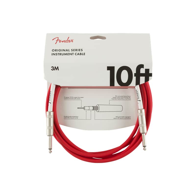 Fender Original Series Instrument Cable, 10 Ft - Fiesta Red 10 Ft Straight image 1