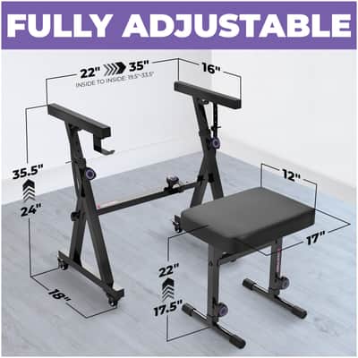 Liquid Stands Piano Keyboard Stand and Bench Set - Sturdy Keyboard Music Stand w/ Wheels and Seat image 2