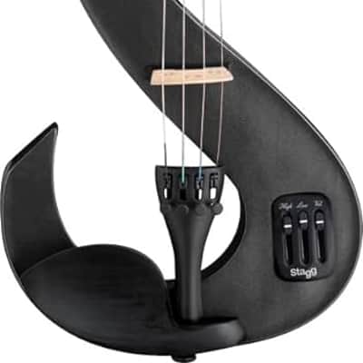 STAGG Black 4/4 Silent Electric Violin Set W/fine Tuners Solid Maple Outfit image 3