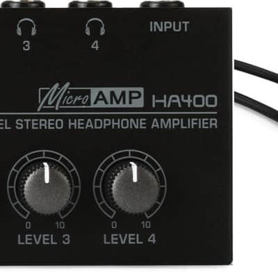 Behringer MicroAMP HA400 4-channel Headphone Amplifier Bundle with Hosa MHE-310 3.5mm TRS Female to 1/4-inch TRS Male Extension Cable - 10 foot image 1