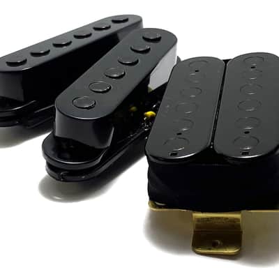 Dragonfire HSS Mixed Hum-Single-Single Pickup Set ft. Oversized Black Response Poles Bridge Humbucker + Middle & Neck Singles image 1