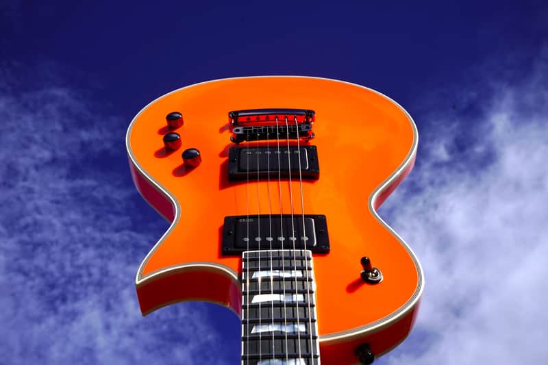 ESP CUSTOM SHOP Eclipse CTM - Ebony Neon Orange 6-String Electric Guitar w/ Case image 1
