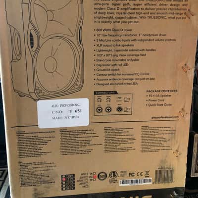 Alto Truesonic TS110A Active 600 WATT 2-WAY 10" Loudspeaker FRFR Axe FX image 7