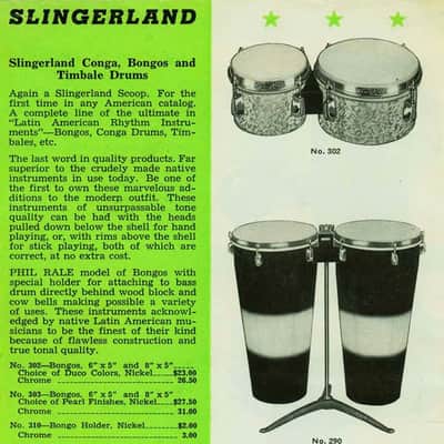 Slingerland Radio King Bongos 1940s in White Pearl image 11